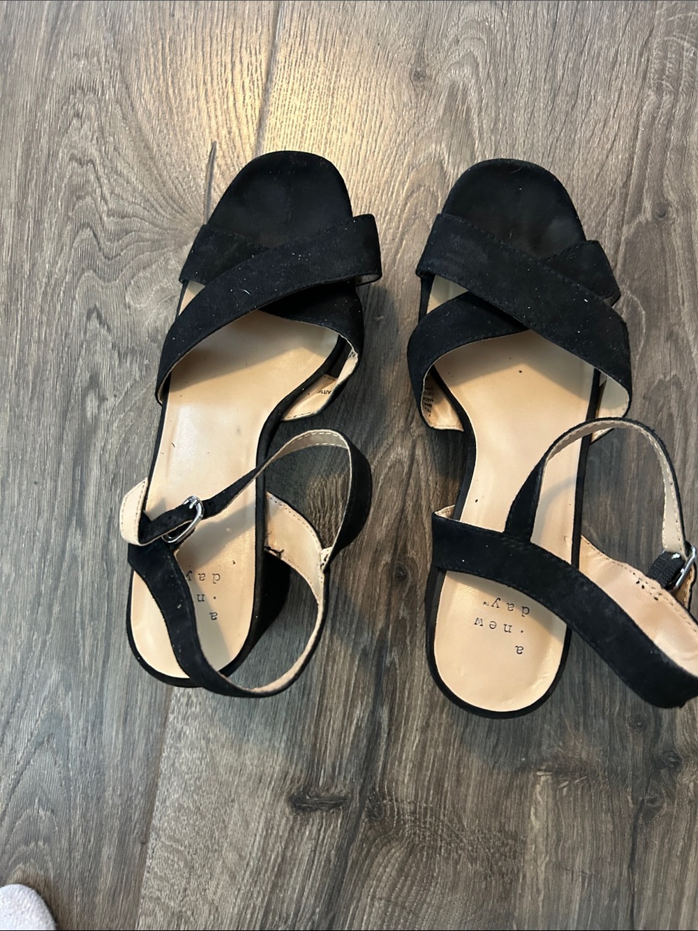 a new day Black Suede Crisscross Strap Sandals